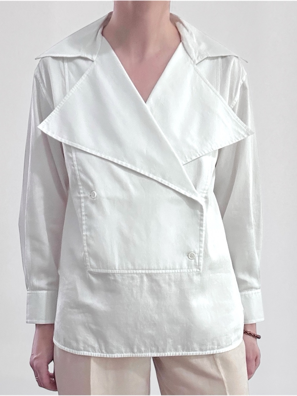 Céline White Cotton Double-Breasted Shirt